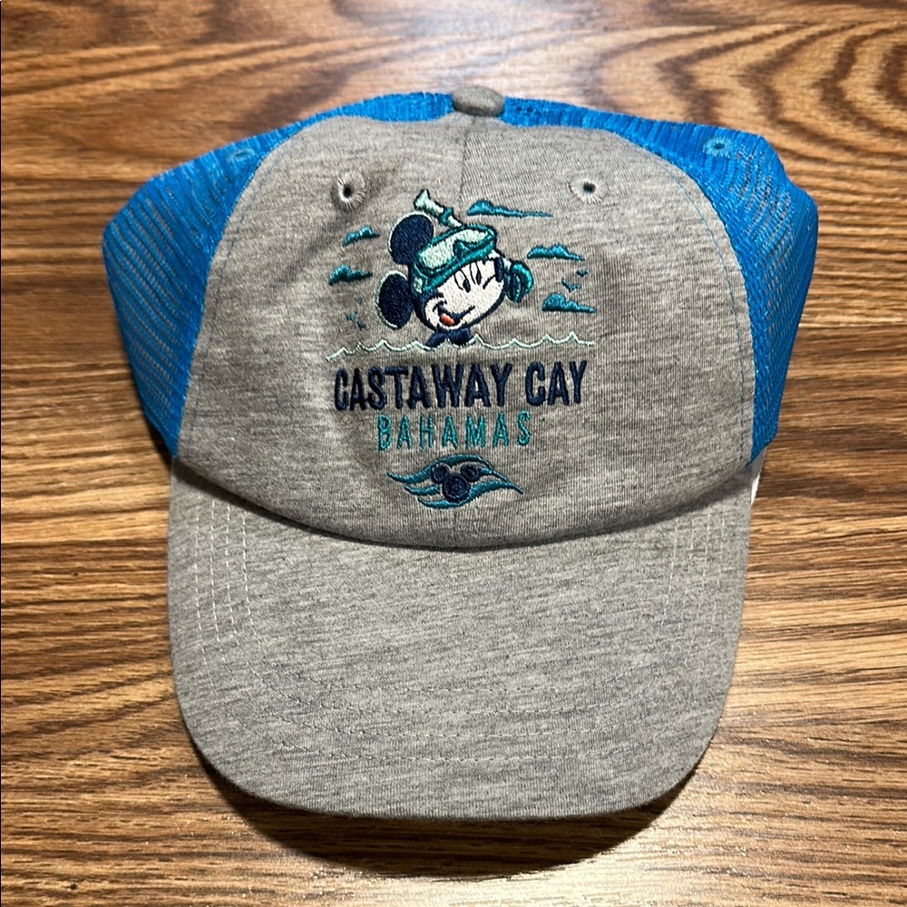 Disney Mickey Gray and Blue Castaway Cay Bahamas Cap